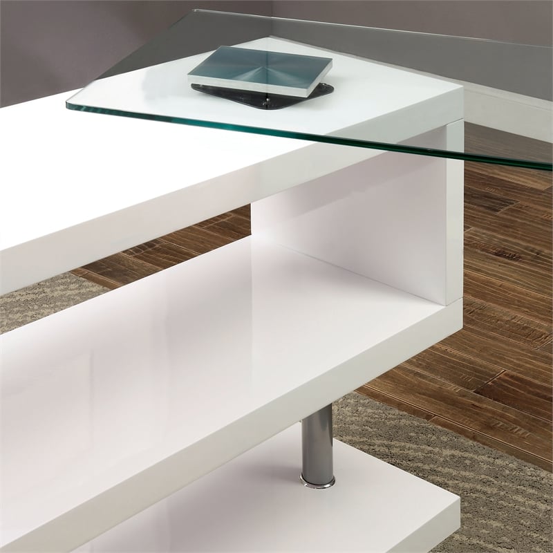 Furniture of America Fiora Modern Metal Swivel Writing Desk in White