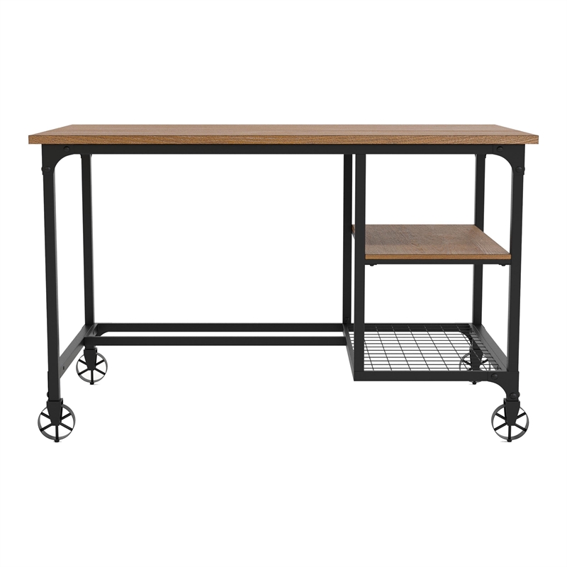 Furniture of America Amtex Metal Computer Desk with Casters in Antique Black