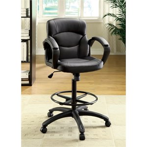 furniture of america elyse faux leather low back office chair in black