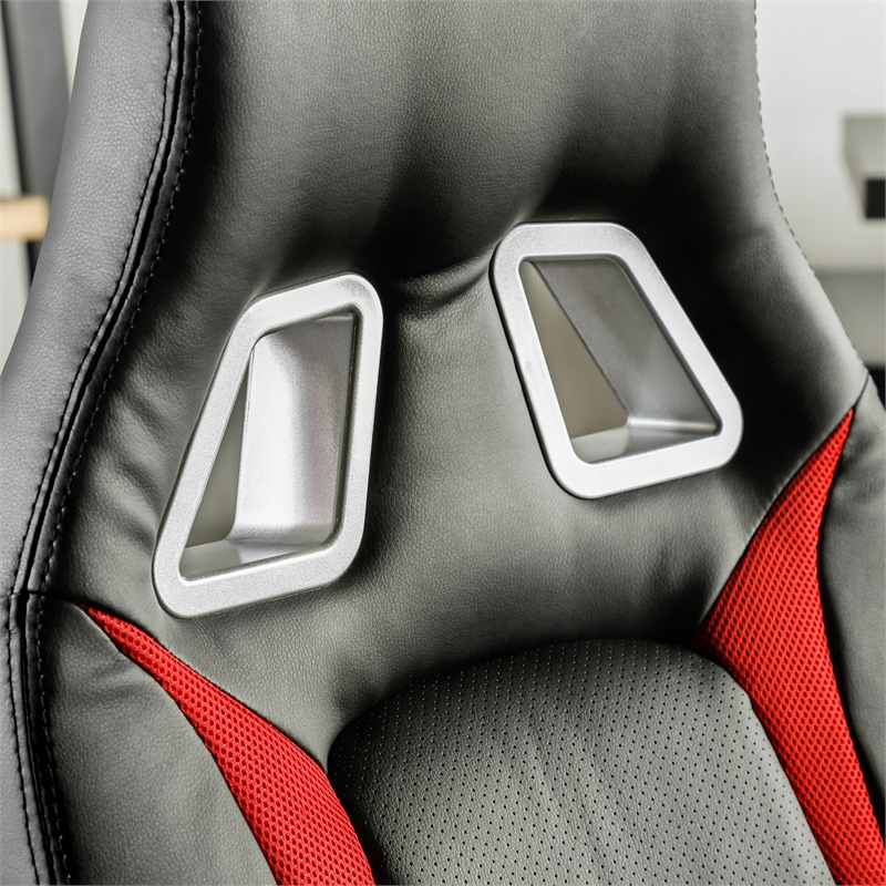 Furniture of America Trevor Faux Leather Adjustable Office Chair in Black