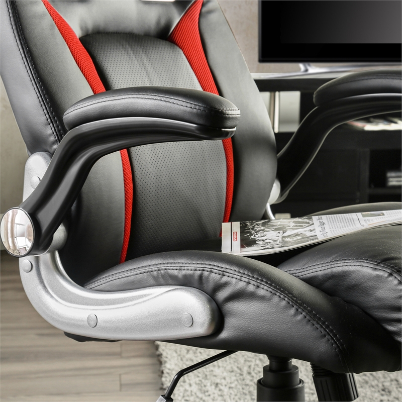 Furniture of America Trevor Faux Leather Adjustable Office Chair in Black