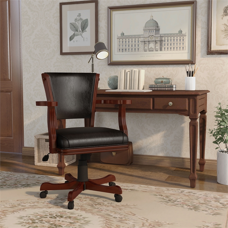 Furniture of America Matlock Traditional Wood Adjustable Gaming Chair in Cherry