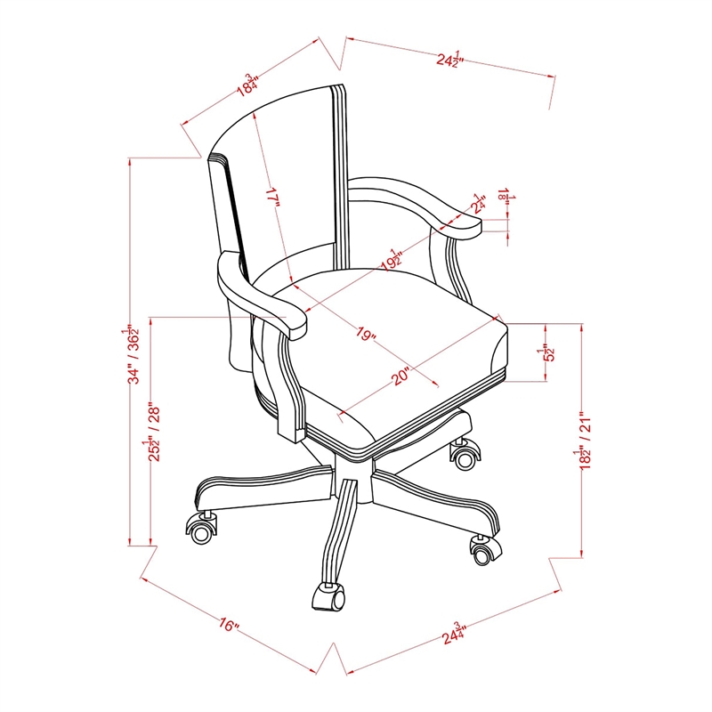 Furniture of America Matlock Traditional Wood Adjustable Gaming Chair in Cherry