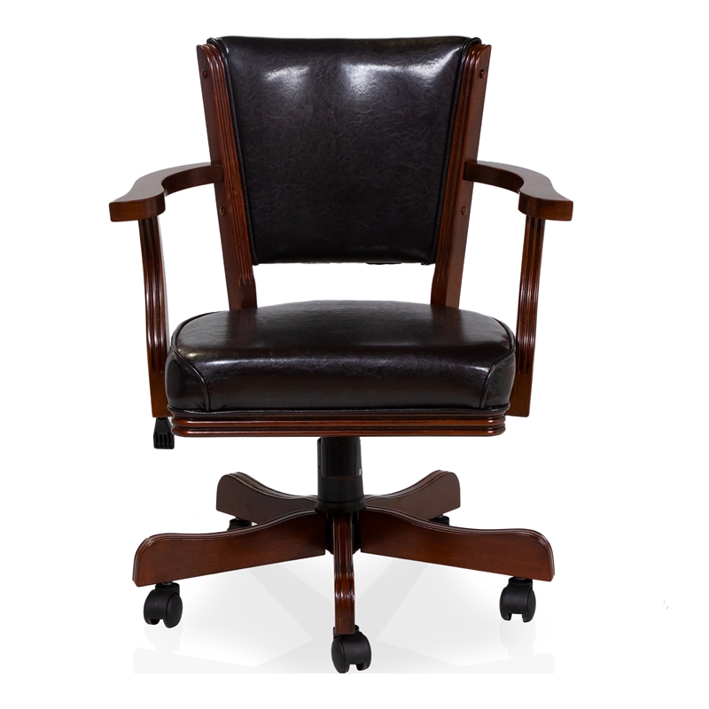 Furniture of America Matlock Traditional Wood Adjustable Gaming Chair in Cherry