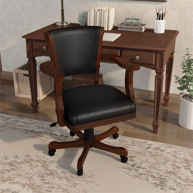 Furniture of America Matlock Traditional Wood Adjustable Gaming Chair in Cherry