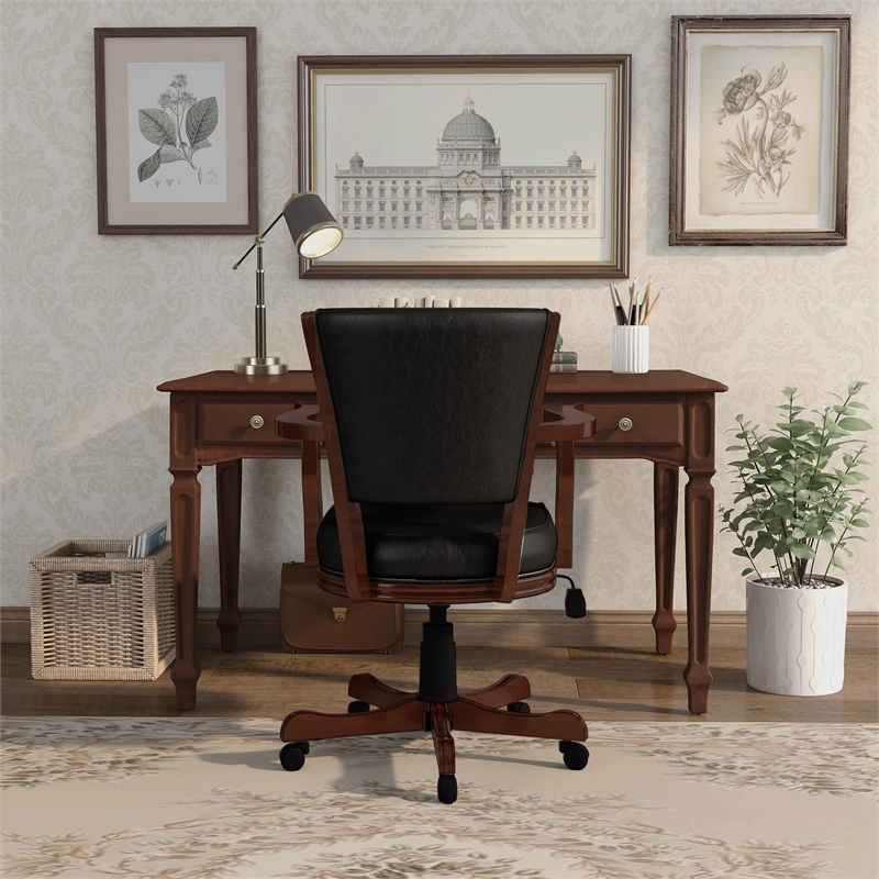 Furniture of America Matlock Traditional Wood Adjustable Gaming Chair in Cherry