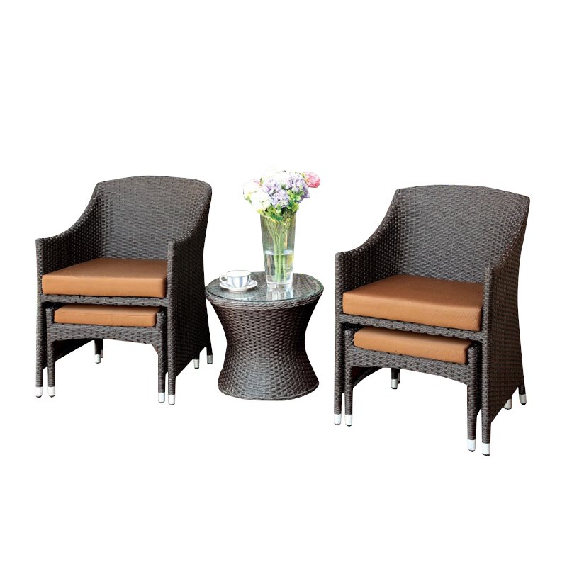 Furniture Of America Matson 5 Piece Rattan Patio Conversation Set In Chocolate Idf Ot2550 T 3pc