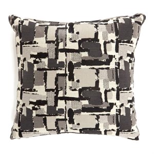 furniture of america kella contemporary square polyester throw pillow in black (set of 2)