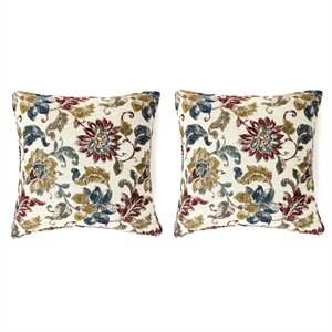 furniture of america victoria contemporary square polyester floral throw pillow (set of 2)