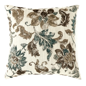 furniture of america williams contemporary square floral print polyester throw pillow (set of 2)