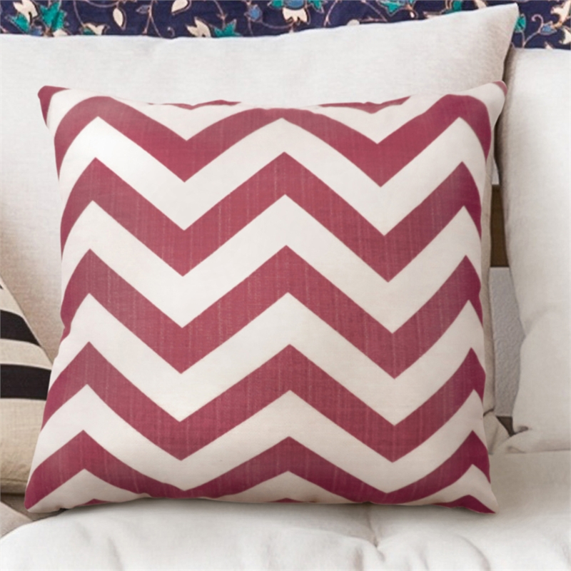 Furniture of America Dina Fabric Small Throw Pillow in Red Chevron (Set of 2)