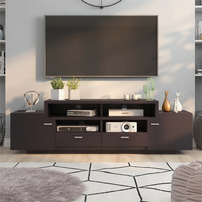 Furniture of America Santex Contemporary Wood 60-Inch TV Stand in Cappuccino