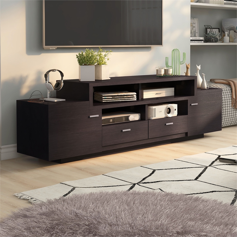 Furniture of America Santex Contemporary Wood 60-Inch TV Stand in Cappuccino