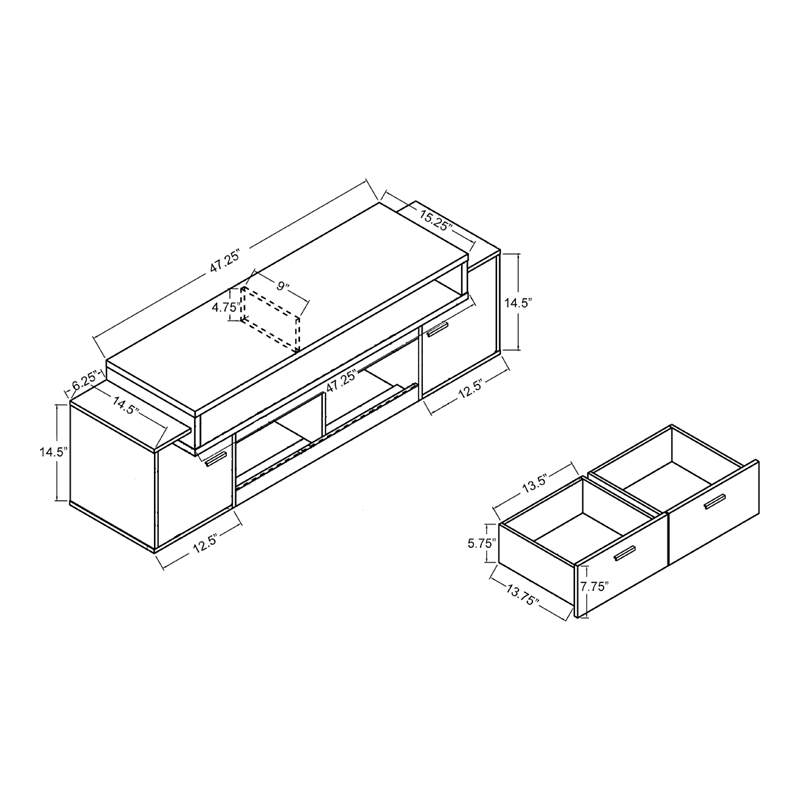 Furniture of America Santex Contemporary Wood 60-Inch TV Stand in Cappuccino