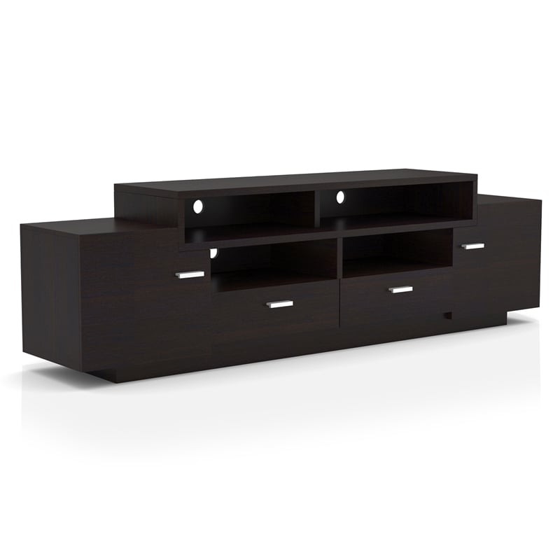 Furniture of America Braswell Wood Multi-Storage 72-Inch TV Stand in Cappuccino