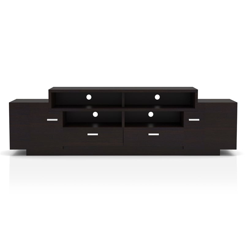 Furniture of America Braswell Wood Multi-Storage 72-Inch TV Stand in Cappuccino
