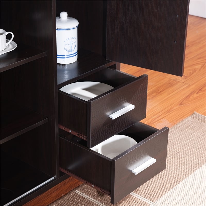 Furniture of America Payton Contemporary Wood Multi-Storage Buffet in Cappuccino