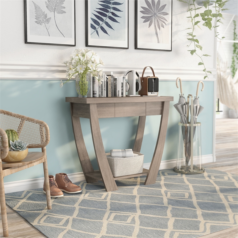 Furniture of America Quaint Modern Wood 1-Drawer Console Table in Light Oak