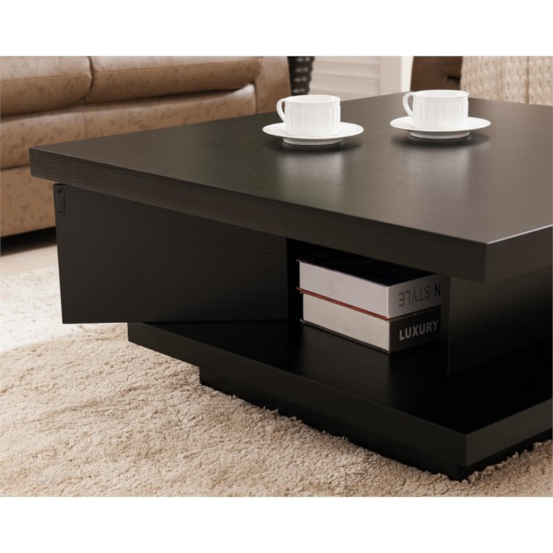 Black Square Wood Coffee Table Top, Solid Wood Black Square Coffee Table