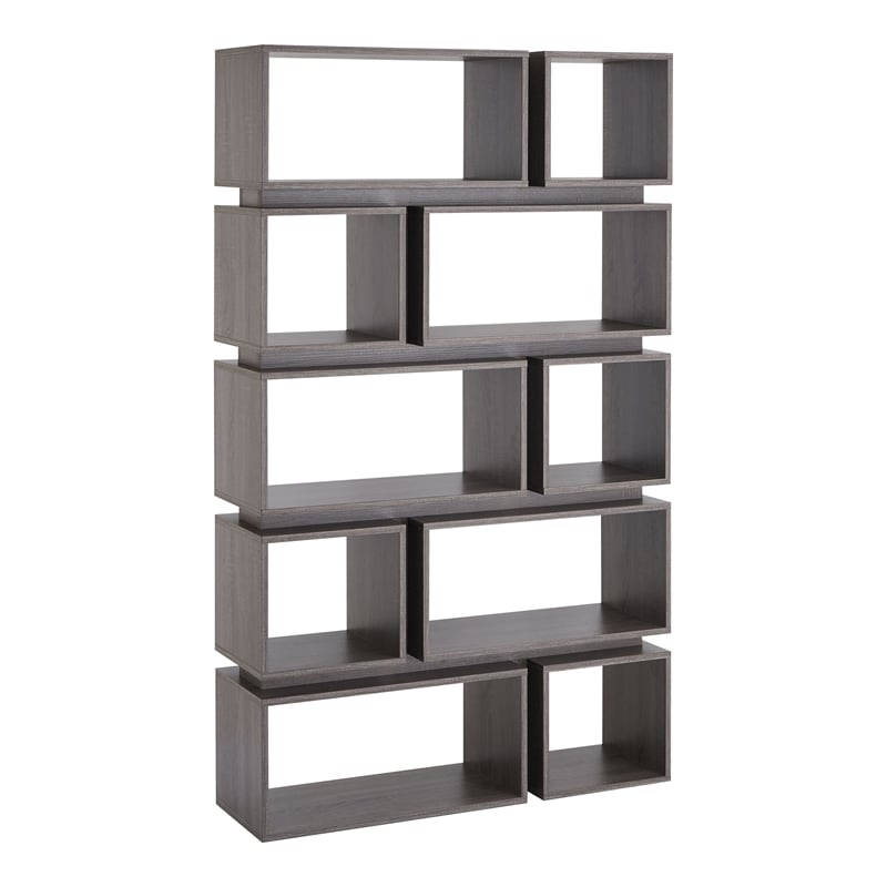 Furniture of America Ariana Wood Geometric Bookcase in Distressed Gray