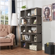 Furniture of America Ariana Wood Geometric Bookcase in Distressed Gray