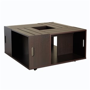 Furniture of America Conteery Wood Coffee Table with Casters in Espresso