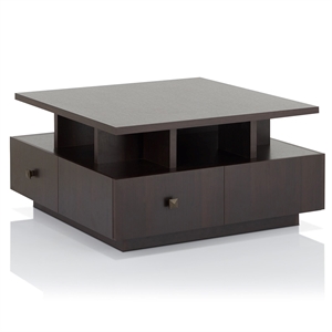 furniture of america murry modern wood storage coffee table in espresso