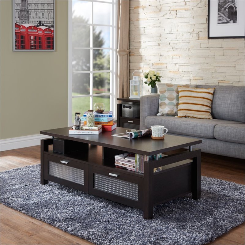 Furniture of America Tayler Contemporary Wood Storage Coffee Table in ...