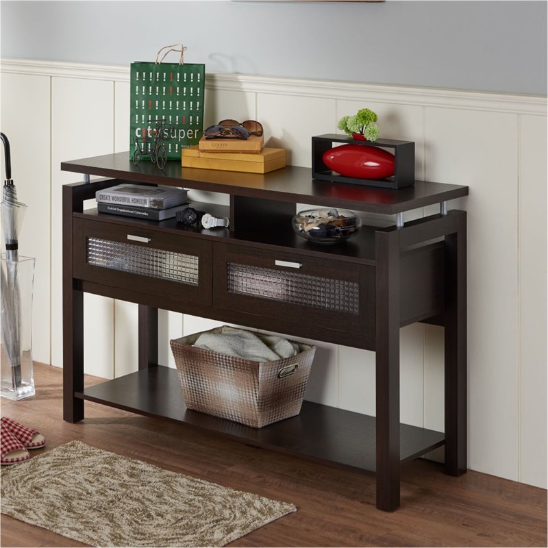 Furniture of America Tayler Contemporary Wood Storage Console Table in