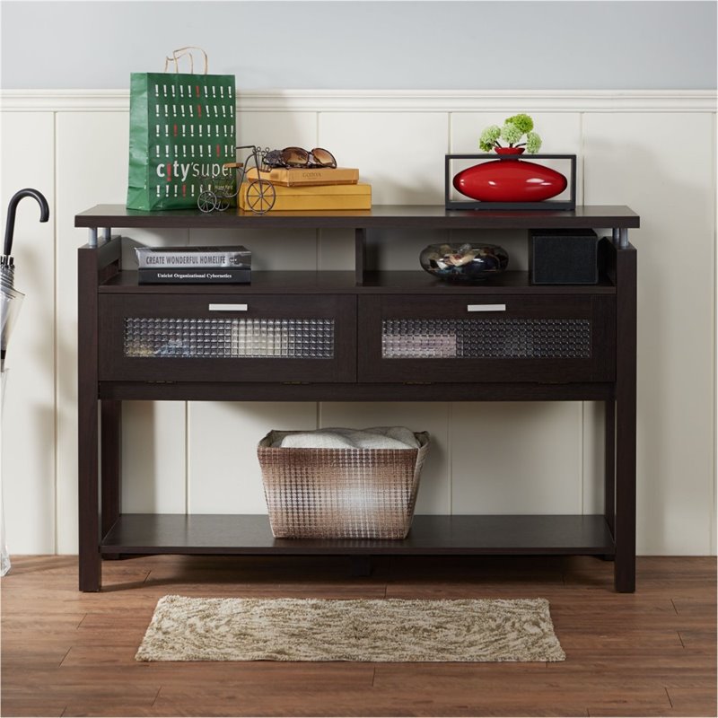 Furniture of America Tayler Contemporary Wood Storage Console Table in