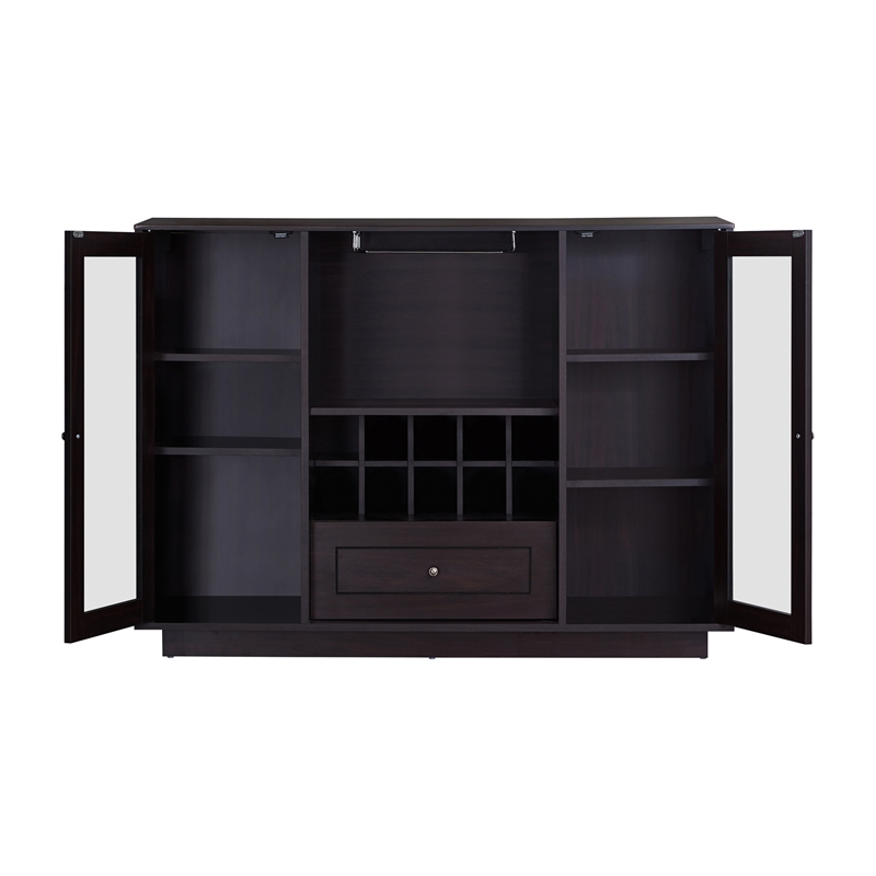 Furniture of America Bormie Contemporary Wood Multi-Storage Buffet in Espresso