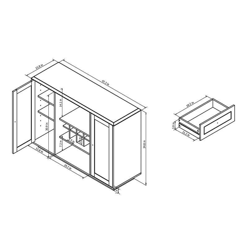 Furniture of America Bormie Contemporary Wood Multi-Storage Buffet in Espresso