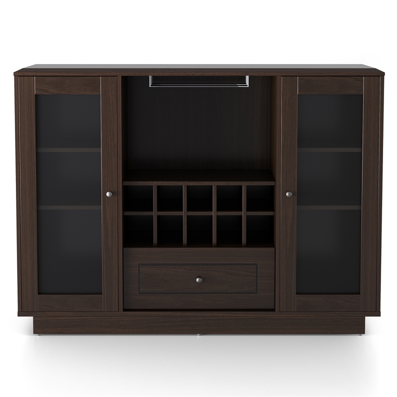 Furniture of America Bormie Contemporary Wood Multi-Storage Buffet in Espresso