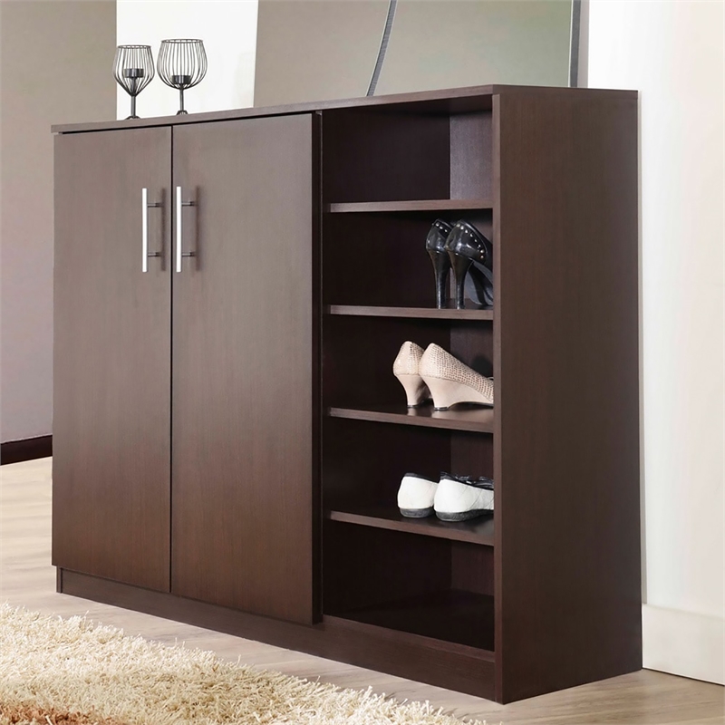 Furniture of America Bert Modern Engineered Wood Shoe Cabinet in Walnut
