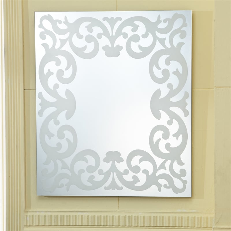 Furniture of America Queens Contemporary Wood Frame Wall Mirror in Silver