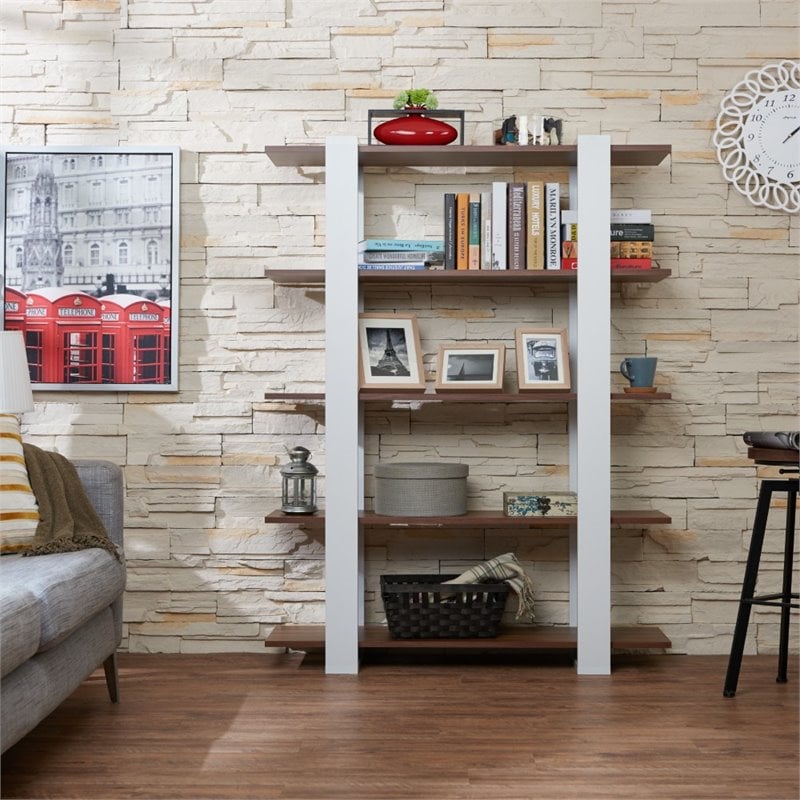 Furniture of America Bess Modern Wood 5-Shelf Bookcase in White