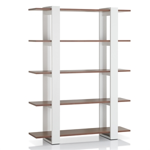furniture of america bess modern wood 5-shelf bookcase in white