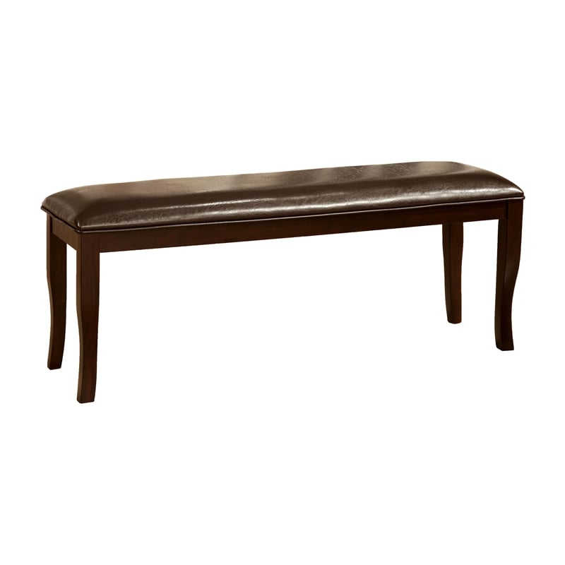 Furniture of America Arriane Faux Leather Kitchen Bench in Espresso