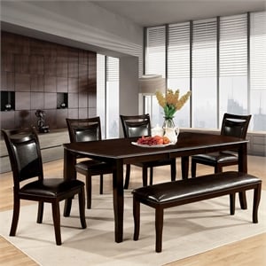 Furniture of America Arriane Solid Wood 6-Piece Dining Table Set in Dark Cherry