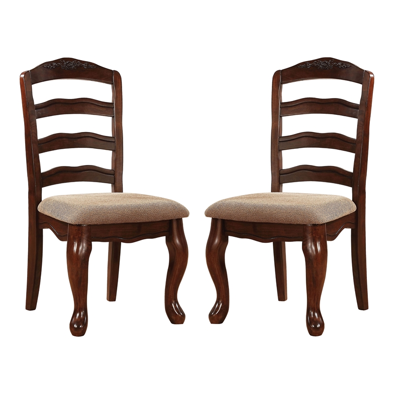 Furniture of America Pienne Wood Padded Dining Chair in Dark Walnut (Set of 2)
