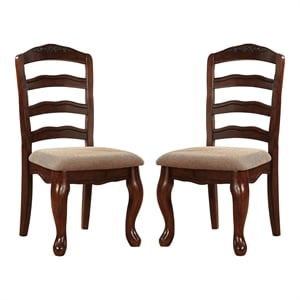 furniture of america pienne wood padded dining chair in dark walnut (set of 2)