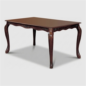 Furniture of America Pienne Wood Carved Dining Table in Dark Walnut