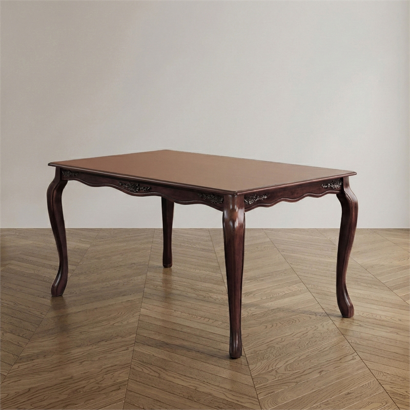 Furniture of America Pienne Wood Carved Dining Table in Dark Walnut
