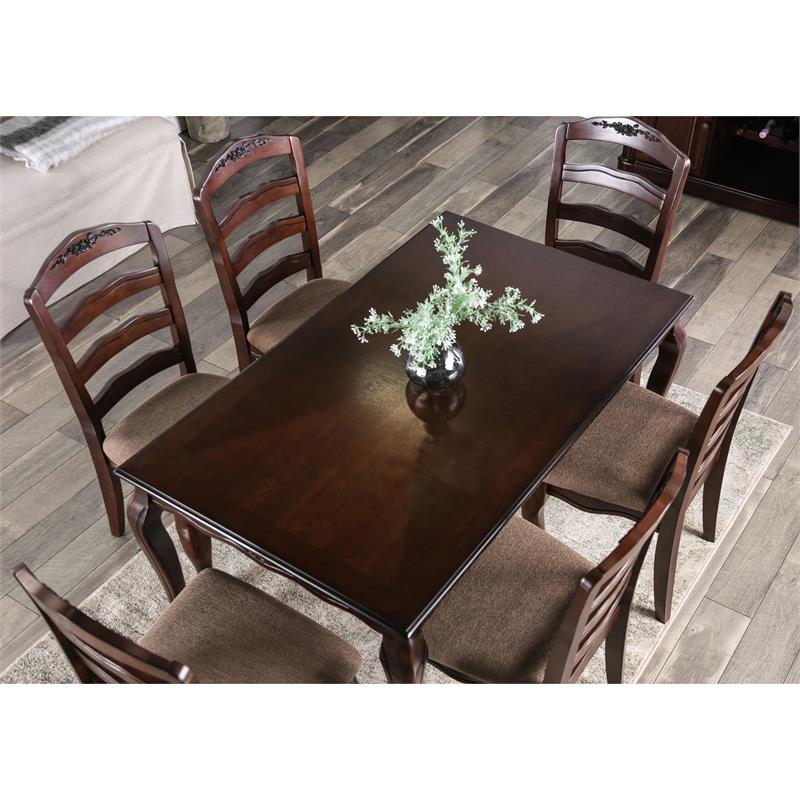 Furniture of America Pienne Transitional 5-Piece Wood Dining Set in Dark Walnut