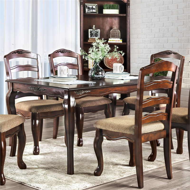 Furniture of America Pienne Transitional 5-Piece Wood Dining Set in Dark Walnut