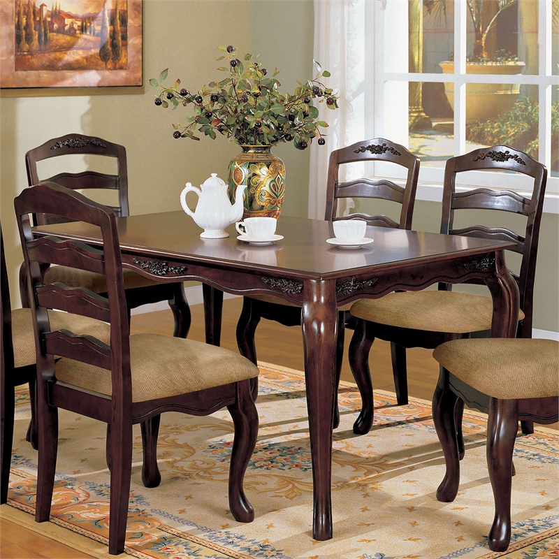 Furniture of America Pienne Transitional 5-Piece Wood Dining Set in Dark Walnut