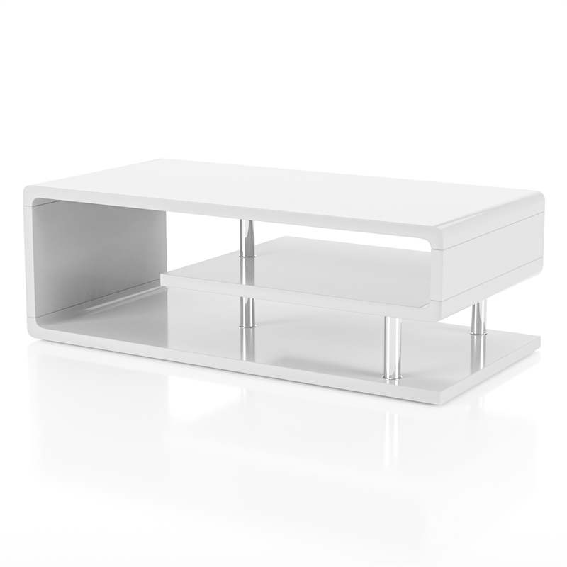 Furniture of America Lazer Contemporary Wood 2-Piece Coffee Table Set in White