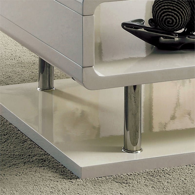 Furniture of America Lazer Contemporary Wood 2-Piece Coffee Table Set in White