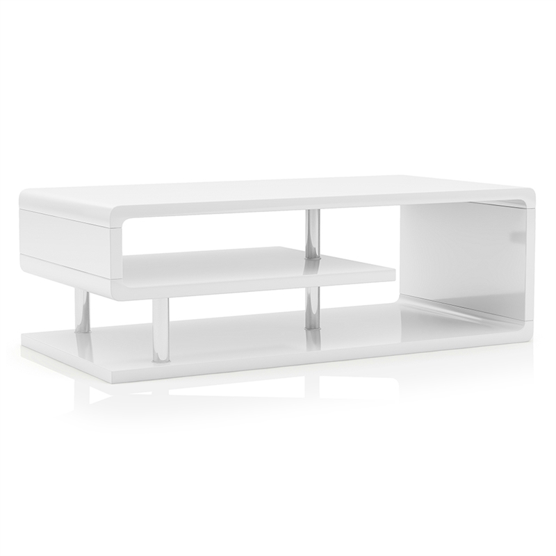 Furniture of America Lazer Contemporary Wood 2-Piece Coffee Table Set in White
