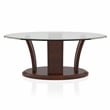 Furniture of America Lantler Oval Glass Top & Wood Coffee Table in Dark Cherry